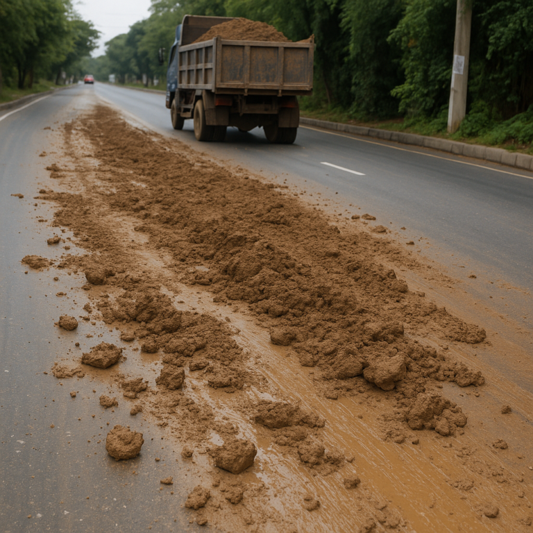 Tanah Berceceran di Jalan Akibat Truk Angkutan: Ancaman Serius bagi Keselamatan Pengguna Jalan
